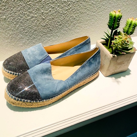 Steve Madden Breanna Slip-on Espadrille Flats Blue Suede US 7.5 - Picture 2 of 3